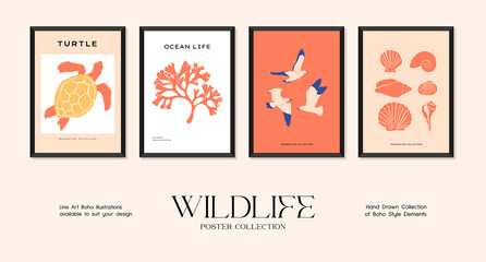 Wildlife minimalistic print poster collection