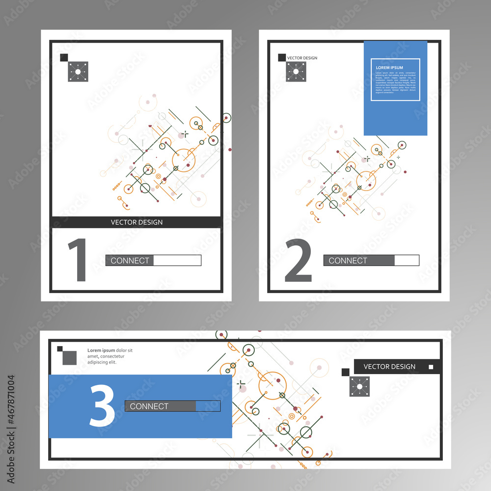 Aufkleber Vector geometric data design. Circles dots lines connecting in abstract pattern. Modern minimal style. Cover brochure concept