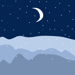 moon and stars winter night