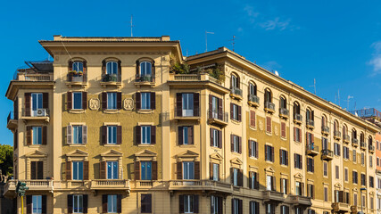 Fototapeta na wymiar Renovated old building in Magnagrecia street, Rome, Italy