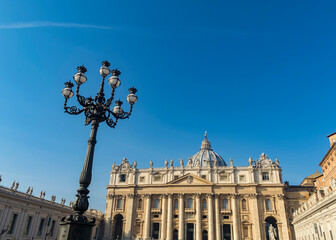 Lamppost in St. Peter's Square in Vatican City, Rome, Italy 