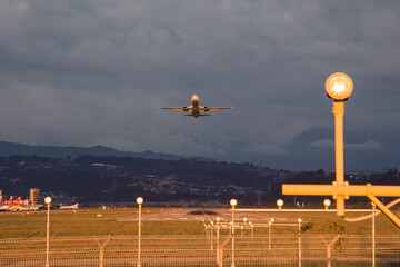 plane takes off at the airport, air transport, air travel