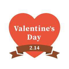 リボン付きハートのフレームイラスト　バレンタイン　プレゼント