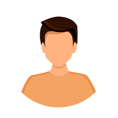 Brunette man avatar. Portrait of a young guy. Vector illustration of a face.