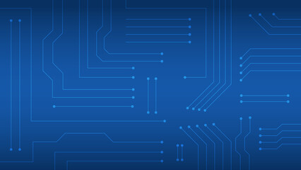 Hi-tech digital circuit board. AI pad and electrical lines connected on blue lighting background