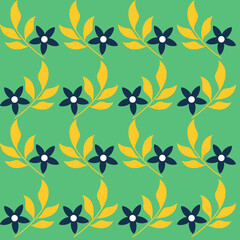 seamless pattern with flowers and yellow leaves 