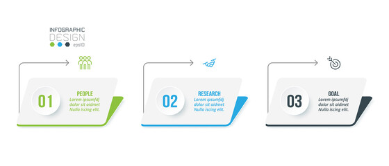 Business infographic  template with step or option design.