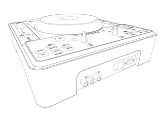 Obraz premium Black lines detailed vinyl sampler outline isolated on white background. Perspective view. Vector illustration