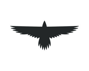 Raven silhouette. Flying crow. Bird shape logo. Vector illustration image.
