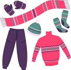 set of winter clothes