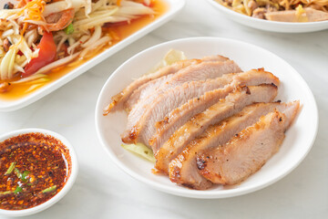 Thai Grilled Pork Neck with Spicy Dipping Sauce