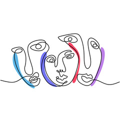One line art abstract female face contemporary minimalist style