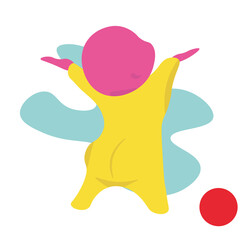 A little curious and happy toddler. Bright illustration.