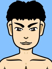 cute man cartoon on blue background