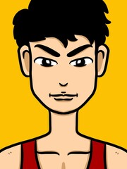 cute man cartoon on yellow background