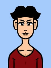 cute man cartoon on blue background