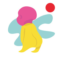 A little curious and happy toddler. Bright illustration.