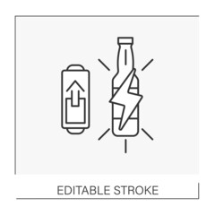  Alcohol line icon. Full energy battery from tasty drink. Drinking. Beer concept. Isolated vector illustration. Editable stroke
