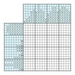 Fototapeta premium Japanese crossword puzzle. Kids and adult mathematical mosaic. Nonogram. Logic puzzle game. Digital rebus. Vector illustration