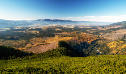 Beautiful country landscape. View pn Liptov area from peak Kivan in High Tatras mountains at Slovakia