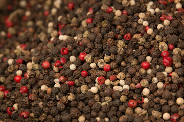 Hot allspice mix. Peppercorns close-up.