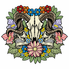 Gothic sign with skull, grunge vintage design t shirts