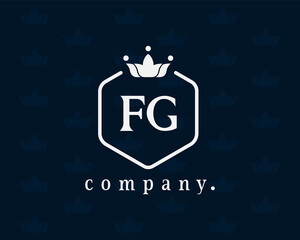 Creative letter FG, F and G graceful logo. Elegant emblem and beautiful calligraphy. The hexagonal vintage symbol for book design, brand name, business card, restaurant, boutique, hotel, cafe, badge.