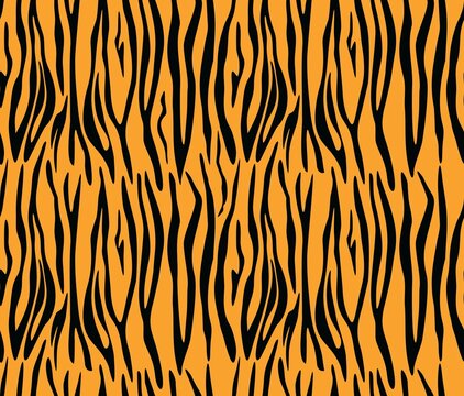 tiger vector seamless background, yellow black pattern, trendy wild cat print
