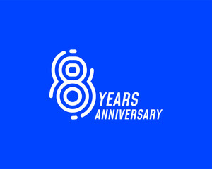 8 years anniversary logo with simple line design for celebration