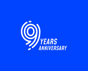 9 years anniversary logo with simple line design for celebration