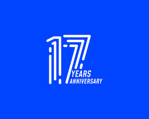 17 years anniversary logo with simple line design for celebration