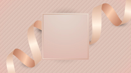 Square frame with pink gold ribbon illustration