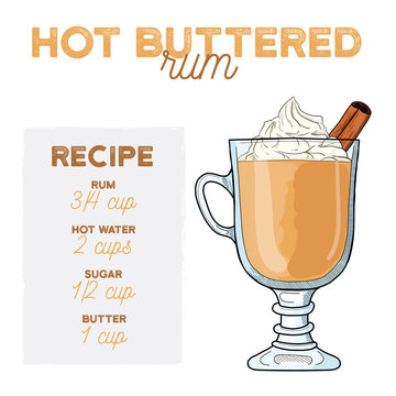 Hot Buttered Rum Cocktail Illustration Recipe Drink With Ingredients