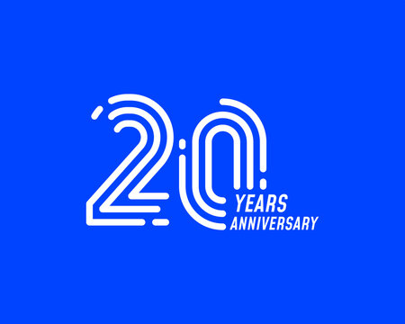 20 years anniversary logo with simple line design for celebration