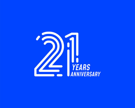 21 years anniversary logo with simple line design for celebration
