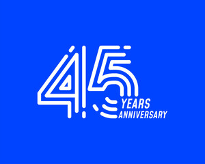 45 years anniversary logo with simple line design for celebration