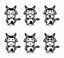 cute cow cartoon set