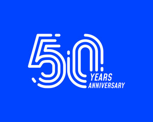 50 years anniversary logo with simple line design for celebration