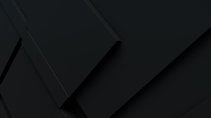 Black, Tech Background with a Geometric 3D Structure. Dark, Minimal design with Simple Futuristic Forms. 3D Render.