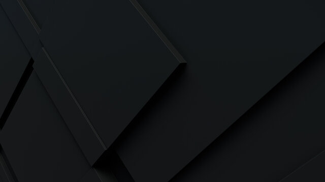 Black, Tech Background with a Geometric 3D Structure. Dark, Minimal design with Simple Futuristic Forms. 3D Render.