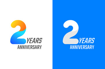 2 years anniversary logo design. 3d number logo for celebration with colorful and simple concept