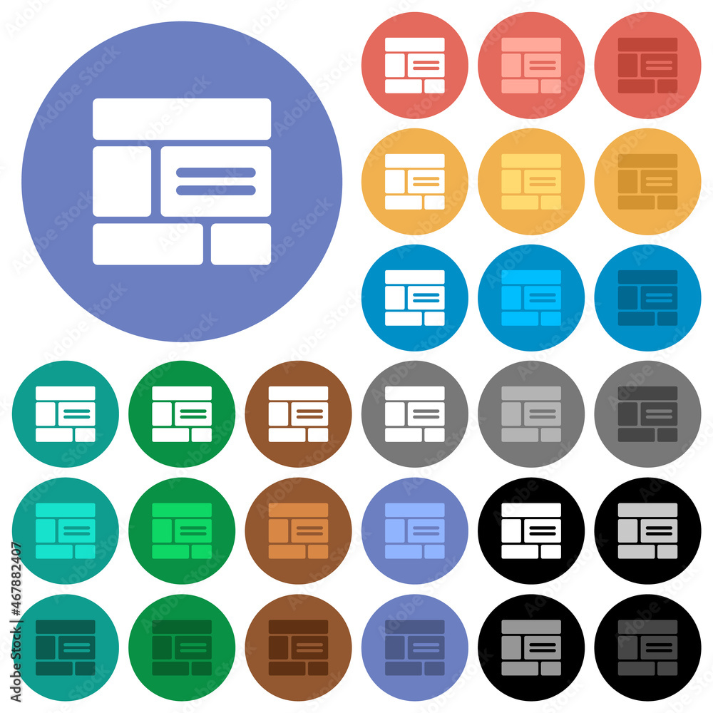 Poster web layout solid round flat multi colored icons