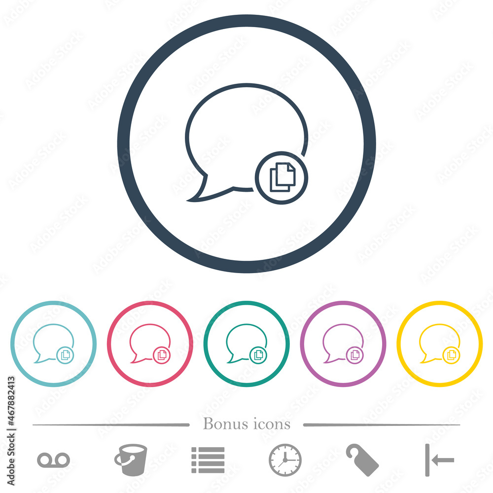 Poster copy message outline flat color icons in round outlines