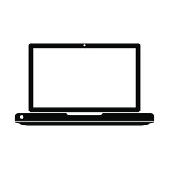 Laptop icon vector with blank screen.