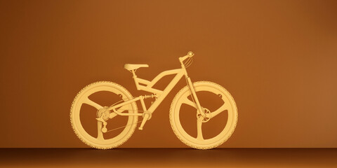 yellow bike on brown background side view