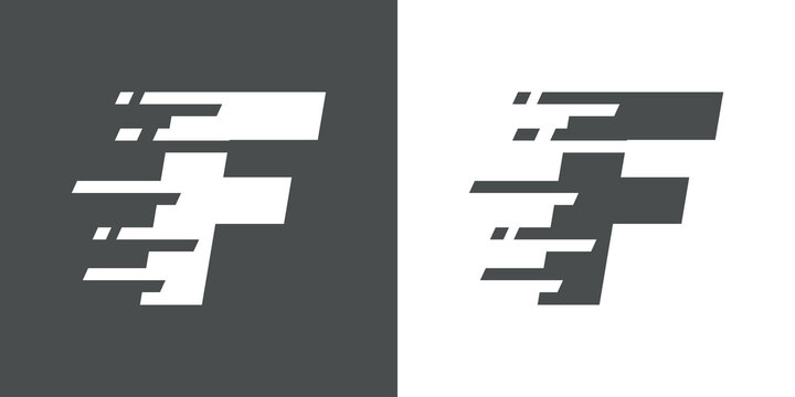 recommend clip art: Símbolo rapidez. Logotipo con letra inicial F con líneas de velocidad en fondo gris y fondo blanco
