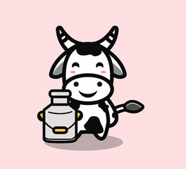 cute cow with candy milk