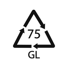 Low Lead Glass. Glass recycling code 75 GL. Vector illustration