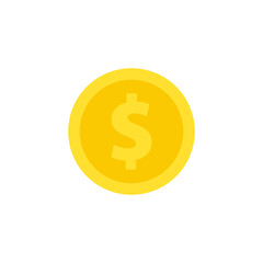 Coin icon with dollar. Vector flat illustration isolated on white background.