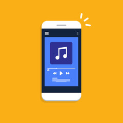 Media player. Mobile music player vector icon illustration flat design.	